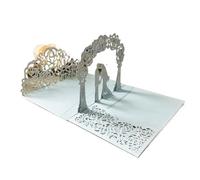 Inviti di nozze pop-up in oro rosa con sposi in 3D, biglietti auguri tagliati al laser, invito for addio nubilato busta(Silver)
