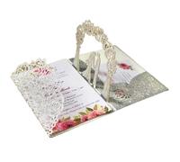 Inviti Matrimonio 2 pezzi 3D Pop-Up Wedding Invitation Card Tri-folded Pocket Bride & Groom Greeting Invite Cards(Silver)