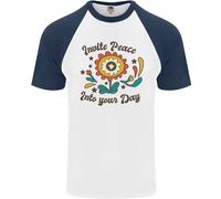 Inviti Pace Giorno Fiore Hippy Potenza Divertente DA UOMO S/S Baseball T-Shirt
