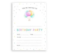 Inviti stampati multicolore a pois palloncini unisex per ragazze e ragazzi, inviti di compleanno stampati biglietto di compleanno invito a scuola festa con buste opzionali (confezione da 10 inviti)