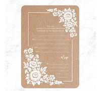 Invito da sera romantico con fiori, confezione da 10 buste per invito incluse, perfette per un matrimonio a tema rustico o floreale, delicata bellezza bohémien, motivo floreale (203)
