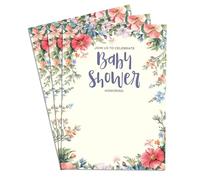Invito per baby shower con fiori multicolore, design elegante e divertente, per ragazzi e ragazze, 50 biglietti perfetti per la celebrazione del bambino, 12,7 x 17,8 cm