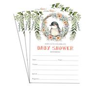 Invito per baby shower floreale con uccellino, design elegante e divertente, per ragazzi e ragazze, 100 biglietti perfetti per la celebrazione del bambino, 10 x 15 cm