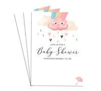 Invito per festa a tema nuvola con cuore per festeggiare la futura mamma, invito per baby shower per ragazzi e ragazze, 100 biglietti per baby shower su un lato, 10 x 15 cm