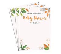 Invito per feste a tema baby shower con foglie dipinte per festeggiare la futura mamma, invito per baby shower per ragazzi e ragazze, 100 biglietti per baby shower su un lato, 10 x 15 cm