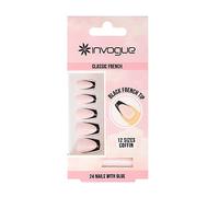 Invogue Unghie Finte Coffin French Tip Nere 24 Pezzi