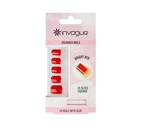 Invogue Unghie Finte Ovali, Bright Red, 24 Pezzi