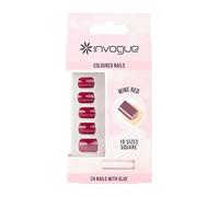 Invogue Wine Red Square Nails (24 Pieces)