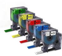 Invoker 5 pezzi di ricambio per Dymo D1 12 mm x 7 m nero su bianco/rosso/giallo/blu/verde 1/2 pollici, 23 piedi, compatibile con DYMO COLORPOP LabelManager 160/210D/280/360D/420P/500TS/640CB/450D Duo