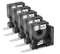 Invoker A43613 - 5 nastri di ricambio per Dymo D1, 6 mm x 7 m, compatibile con Dymo D1, colore nero su bianco, 43613 S0720780 per LabelManager 160 210D 280 360D 420P 500TS 640CB PnP