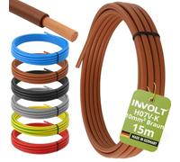 INVOLT H07V-K 15 m 10 mm² marrone cavo conduttore flessibile per cablaggio in PVC al metro, prodotto in Germania
