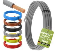 INVOLT H07V-K 50 m, 10 mm², grigio, cavo unipolare flessibile per cablaggio in PVC, venduto al metro, prodotto in Germania