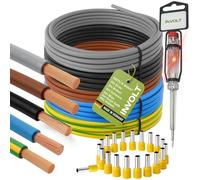 INVOLT Set di cavi H07V-K da 6 mm², cavo da 5 x 3 m, 60 terminali, tester di fase