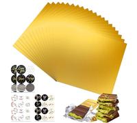 Involucri grandi al pistacchio Dubai Chocolate Bar Imballaggio con adesivi, 20 pezzi 10X12 Inch Chocolate Bar Gold Aluminium Foil Wrapper+4 adesivi