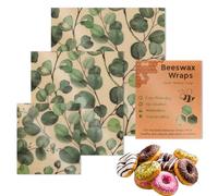Involucri per Alimenti in Cera d', Grandi, in Cera d', Confezione da 3 Involucri in Cera d' per Alimenti, panini, conservazione sostenibile degli Alimenti con Foglie di Fiori, Motivo Frutta,