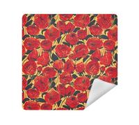 Involucro portatile 13,8 X 13,8 dell'organizzatore della borsa di trucco del panno della borsa di trucco per l'organizzazione, Stile retrò della pittura a olio della rosa rossa, 13.8x13.8in