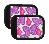 Involucro stilizzato per maniglia del bagaglio, con farfalla viola, rosa, impugnatura imbottita, involucri per valigie per una facile identificazione, Farfalla Stilizzata Viola Rosa, one sizex2