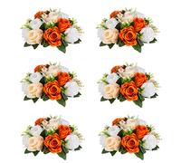 Inweder Palline di fiori per centrotavola, 6 fiori artificiali di rosa, arancioni, bouquet da sposa, per feste, San Valentino, decorazione per la casa