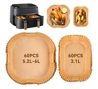 Inwee 120 Pezzi Carta da Forno per Air Fryer Moulinex EZ901820 5,2/3,1 L, Accessori per Friggitrice ad Aria per Philips Serie 3000/Tower/Lakeland/Salter e Altre friggitrici ad Aria Dual