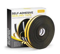 Inwee Nastro Autoadesivo in Schiuma, 2rotoli 12mm(L) x 3mm(S), Schiuma Nastro Paraspifferi Porta, Resistente alle intemperie, fonoassorbente, elimina spifferi da Porte e finestre, Totale 16m