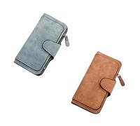 INXKED 2PCS Retro Glamorous Multiple Slots Women Wallets, Women Large Capacity Credit Card Wallet, Small Wallets for Women Clearance, PU Leather Trifold Wallets (04)