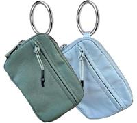 INXKED 2PCS The Iris' Wallet, The Iris Pouch Wristlet, Women's Waterproof Nylon Keychain Wallet, Zip Card Case with ID Window (01)