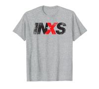 INXS Distressed Logo On Grey Maglietta, Uomo, Grigio Melange, 5XL