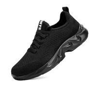 INYO Scarpe da corsa da uomo, leggere, senza lacci, in rete, traspiranti, per camminata, palestra, tennis, badminton, Nero , 39 2/3 EU