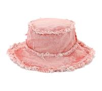 Inzegao Cappello da pescatore in denim invecchiato con bordo strappato per le donne sfilacciato cappello da sole in denim lavato vintage, Rosa, Taglia unica