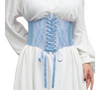 Inzegao Cintura a corsetto da donna in pizzo per camicia, ampia cintura elastica anteriore con lacci e fibbia posteriore cintura elastica per vestito, Azzurro chiaro, Medium