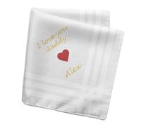 Inzepocket Fazzoletto in cotone biologico personalizzato - Messaggio d’amore (40 caratteri) e cuore rosso - 15 colori di filo - Scatola di lusso Regalo romantico ecosostenibile