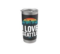 io, amare, seattle, retro, skyline città Bicchiere termico in acciaio inox doppia parete