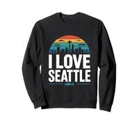 io, amare, seattle, retro, skyline città Felpa