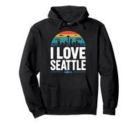 io, amare, seattle, retro, skyline città Felpa con Cappuccio