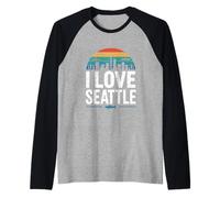io, amare, seattle, retro, skyline città Maglia con Maniche Raglan