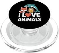 Io amo Animali Volpe Gufo Delfino Illustrazione PopSockets PopGrip per MagSafe