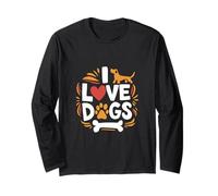 Io amo cani cuore zampa osso illustrazione Maglia a Manica