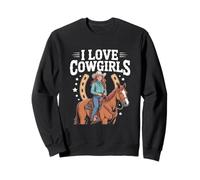 Io amo Cowgirls equitazione cavalli illustrazione Felpa