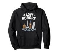Io amo Europa iconico monumenti orizzonte Felpa con Cappuccio