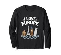 Io amo Europa iconico monumenti orizzonte Maglia a Manica