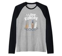 Io amo Europa iconico monumenti orizzonte Maglia con Maniche Raglan