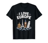 Io amo Europa iconico monumenti orizzonte Maglietta