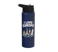 Io amo Europa iconico monumenti orizzonte Stainless Steel Insulated Water Bottle