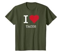 Io amo i tacos, amo i tacos Maglietta, Bambini, Oliva, 6 anni