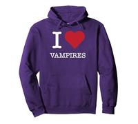 Io Amo i vampiri, Amo i vampiri Felpa con Cappuccio, Unisex per Adulti, Viola, XL
