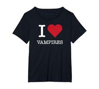 Io Amo i vampiri, Amo i vampiri Maglietta, Donna Plus-Size, Nero, 2X