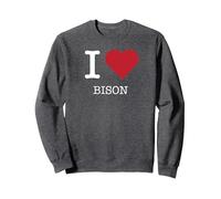 Io Amo Il Bisonte, Amo Il Bisonte Felpa, Unisex per Adulti, Grigio Scuro, L