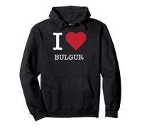 Io Amo Il bulgur, Amo Il bulgur Felpa con Cappuccio, Unisex per Adulti, Nero, S