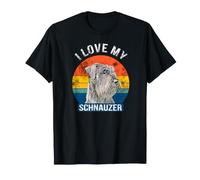 Io Amo Il Mio Schnauzer Gigante Schnauzer Retro Grunge Maglietta