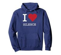 Io Amo Il Silenzio, Amo Il Silenzio Felpa con Cappuccio, Unisex per Adulti, Navy, XXL